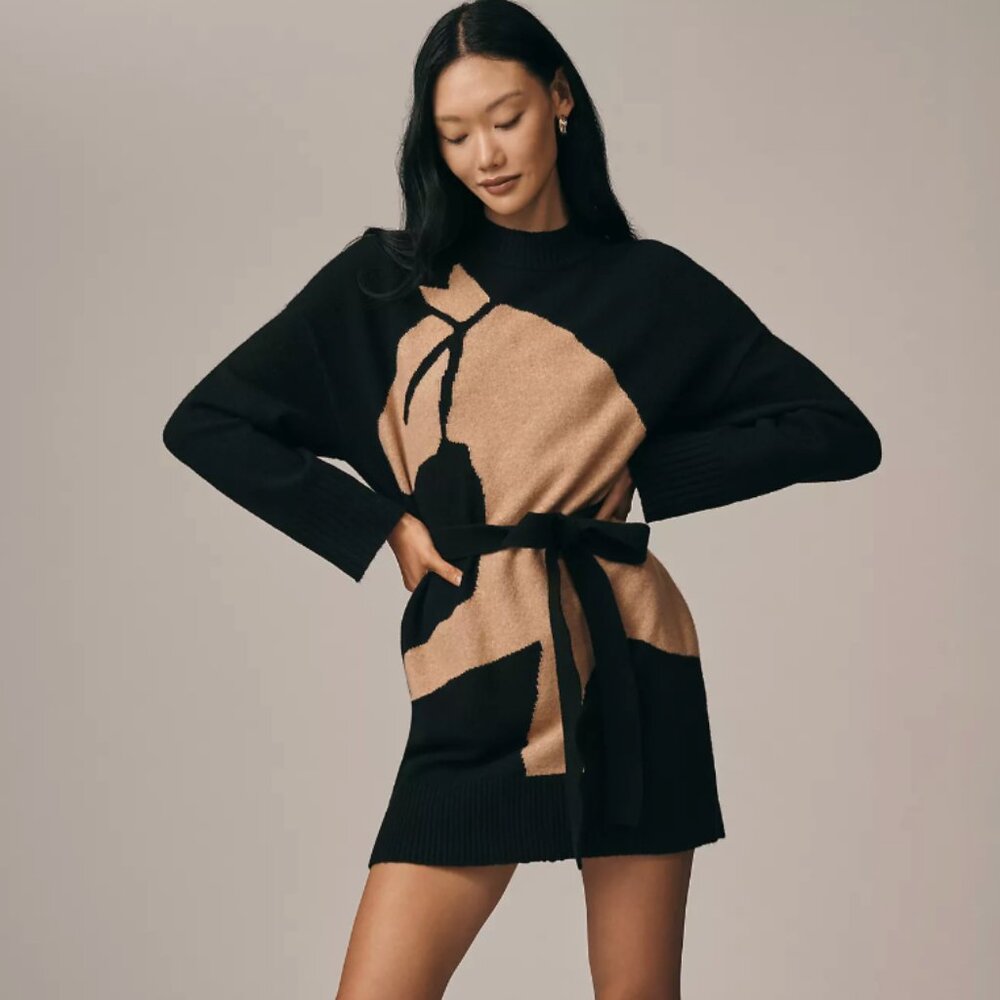 Anthropologie Corey Lynn Calter Heidi Belted Sweater Mini Dress Size SP NWT